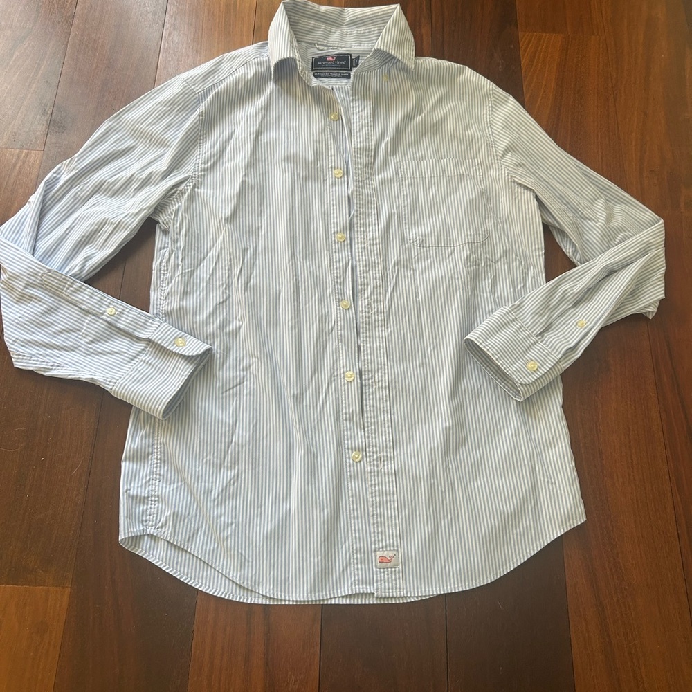Vineyard Vines Performance Classic Fit Murray Button Down Shirt Blue Striped